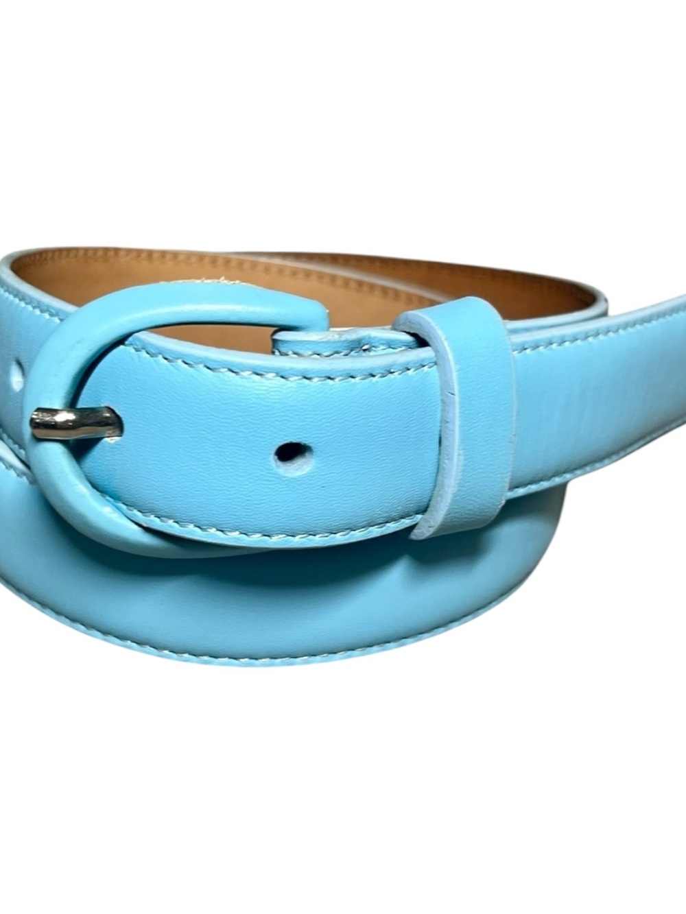 Talbots Women’s Genuine Leather Belt – Robin’s Egg Blue | Size XS | 1” Wide